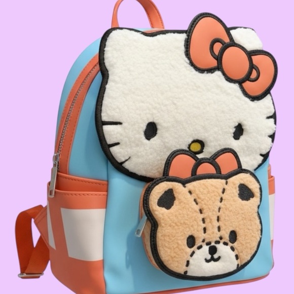 Loungefly Accessories - LOUNGEFLY🎀SANRIO HELLO KITTY🎀Collector Mini Backpack🎀Teddy Bear🎀Sherpa Plush🎀NWT